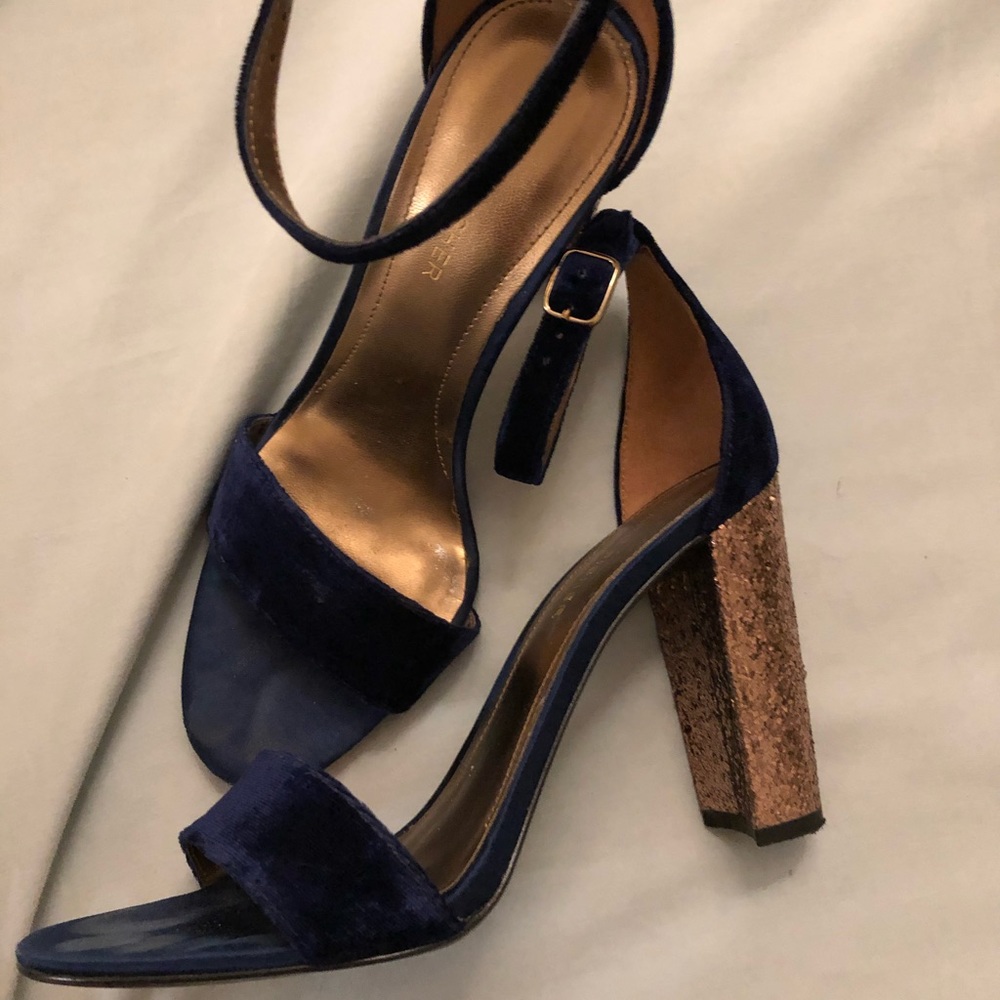Marc Fisher Blue Velvet and Gold Glitter Heel